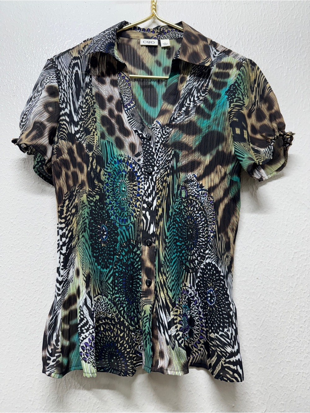 Cato Multicolor Animal & Abstract Print Button-Down Shirt